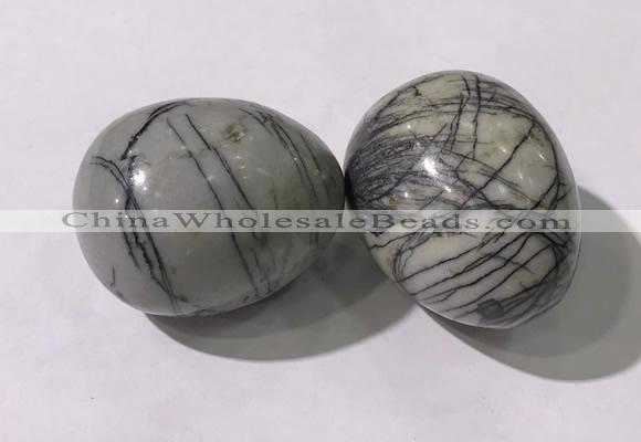 CDN1401 35*45mm egg-shaped net jasper decorations wholesale