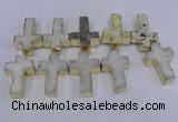 CDQ526 28*45mm - 30*47mm cross druzy quartz beads wholesale