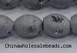 CDQ620 8 inches 10*12mm rice druzy quartz beads wholesale