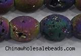 CDQ641 8 inches 12*14mm rice druzy quartz beads wholesale