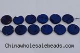 CDQ681 8 inches 30mm flat round druzy quartz beads wholesale