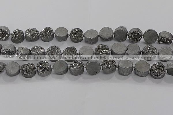 CDQ702 8 inches 12mm coin druzy quartz beads wholesale