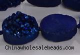 CDQ716 8 inches 13*18mm oval druzy quartz beads wholesale