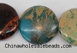 CDS33 15.5 inches 30mm flat round dyed serpentine jasper beads