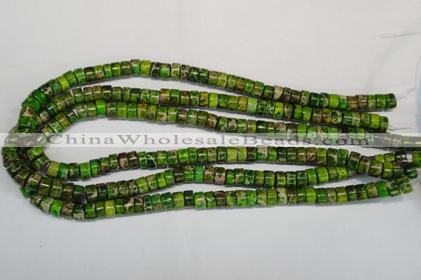 CDT138 15.5 inches 4*8mm heishi dyed aqua terra jasper beads