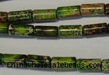 CDT140 15.5 inches 6*12mm tube dyed aqua terra jasper beads