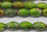 CDT147 15.5 inches 10*15mm rice dyed aqua terra jasper beads