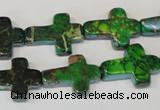 CDT209 15.5 inches 15*20mm cross dyed aqua terra jasper beads