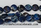 CDT230 15.5 inches 10mm flat round dyed aqua terra jasper beads