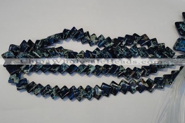 CDT255 15.5 inches 12*12mm diamond dyed aqua terra jasper beads
