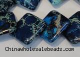 CDT258 15.5 inches 20*20mm diamond dyed aqua terra jasper beads