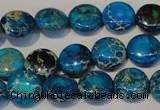 CDT305 15.5 inches 12mm flat round dyed aqua terra jasper beads