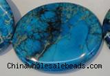 CDT321 15.5 inches 40*50mm oval dyed aqua terra jasper beads