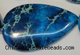 CDT328 15.5 inches 30*50mm flat teardrop dyed aqua terra jasper beads