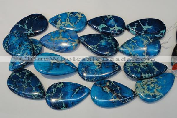 CDT328 15.5 inches 30*50mm flat teardrop dyed aqua terra jasper beads