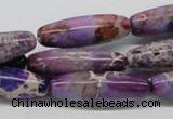 CDT33 15.5 inches 10*30mm rice dyed aqua terra jasper beads