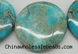 CDT353 15.5 inches 45mm flat round dyed aqua terra jasper beads