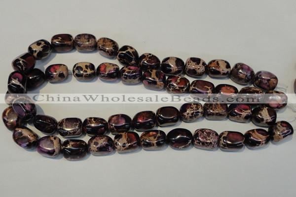 CDT395 15.5 inches 12*16mm nugget dyed aqua terra jasper beads