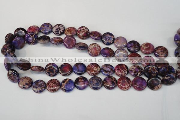 CDT408 15.5 inches 16mm flat round dyed aqua terra jasper beads