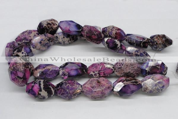 CDT41 15.5 inches 25*35mm faceted nuggets dyed aqua terra jasper beads
