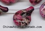 CDT43 15.5 inches 22*35mm petal shaped dyed aqua terra jasper beads