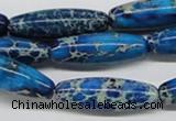 CDT48 15.5 inches 10*30mm rice dyed aqua terra jasper beads