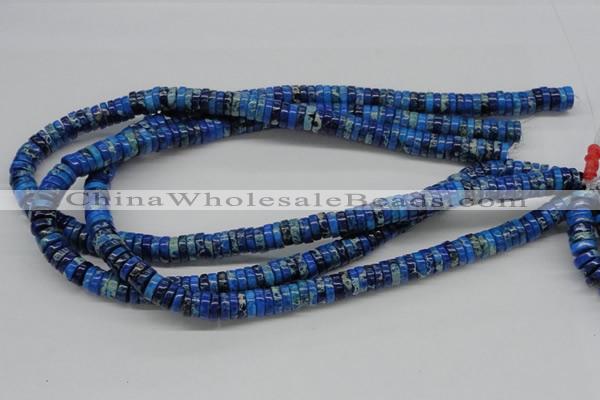 CDT51 15.5 inches 3*10mm coin dyed aqua terra jasper beads