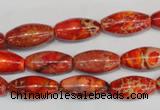 CDT512 15.5 inches 8*16mm rice dyed aqua terra jasper beads