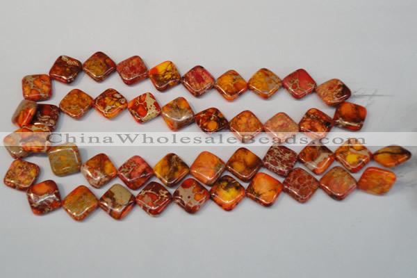 CDT545 15.5 inches 14*14mm diamond dyed aqua terra jasper beads