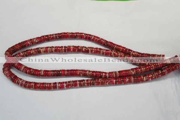 CDT601 15.5 inches 2*8mm heishi dyed aqua terra jasper beads