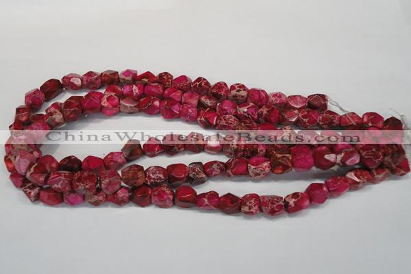 CDT612 15.5 inches 8*10mm faceted nugget dyed aqua terra jasper beads
