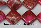 CDT638 15.5 inches 18*18mm diamond dyed aqua terra jasper beads
