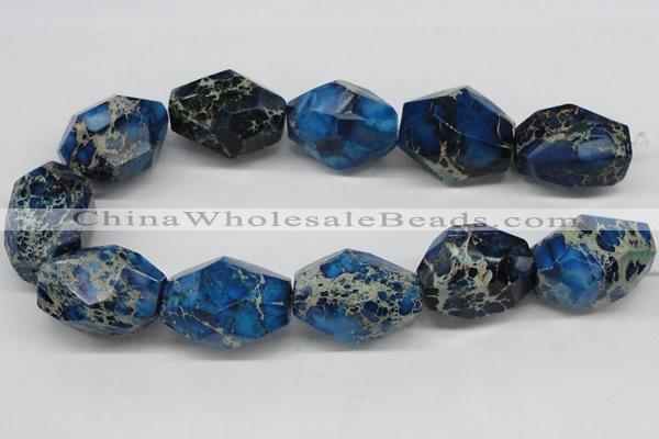 CDT65 15.5 inches 25*35mm faceted nuggets dyed aqua terra jasper beads