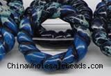 CDT67 15.5 inches 40mm donut shaped dyed aqua terra jasper beads