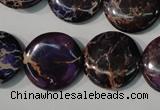 CDT707 15.5 inches 20mm flat round dyed aqua terra jasper beads