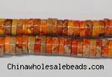 CDT734 15.5 inches 3*8mm heishi dyed aqua terra jasper beads