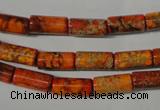 CDT736 15.5 inches 6*12mm tube dyed aqua terra jasper beads