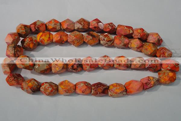 CDT747 15.5 inches 13*18mm faceted nuggets dyed aqua terra jasper beads