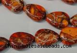 CDT754 15.5 inches 13*18mm flat teardrop dyed aqua terra jasper beads