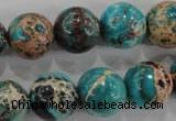 CDT806 15.5 inches 14mm round dyed aqua terra jasper beads wholesale