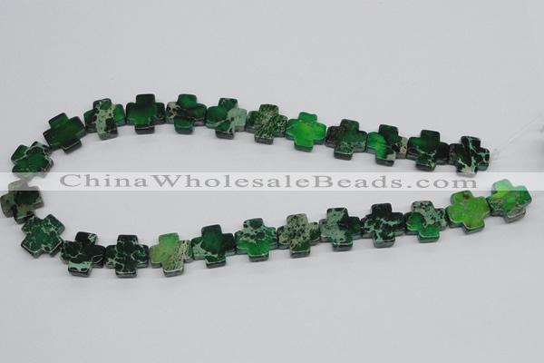 CDT81 15.5 inches 16*16mm cross dyed aqua terra jasper beads