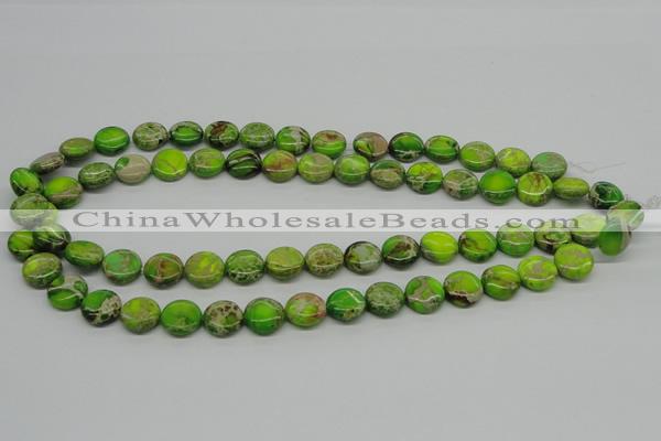 CDT91 15.5 inches 12mm flat round dyed aqua terra jasper beads