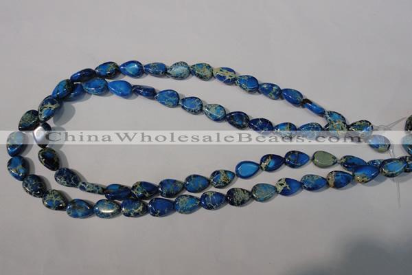 CDT915 15.5 inches 9*13mm flat teardrop dyed aqua terra jasper beads