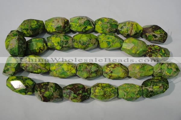 CDT933 15.5 inches 19*30mm faceted nuggets dyed aqua terra jasper beads