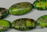 CDT941 15.5 inches 15*30mm oval dyed aqua terra jasper beads