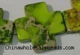 CDT953 15.5 inches 35*35mm cross dyed aqua terra jasper beads