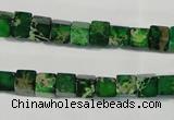 CDT969 15.5 inches 6*6mm cube dyed aqua terra jasper beads