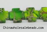 CDT97 15.5 inches 18*18mm cross dyed aqua terra jasper beads