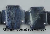 CDU05 15.5 inches 25*25mm cross natural blue dumortierite beads