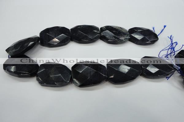 CDU10 32*40mm twisted & faceted rectangle natural blue dumortierite beads